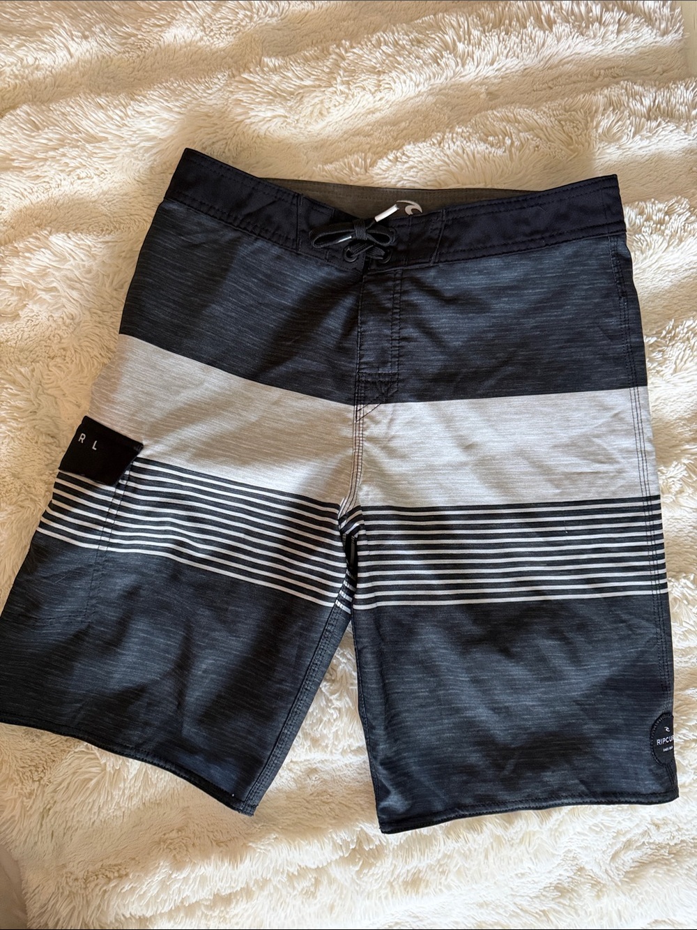 Rip Curl Teen’s Black & Gray Striped Boardshorts
